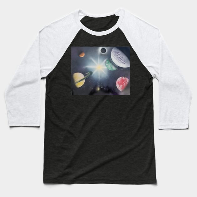 Space solar system Baseball T-Shirt by JMC Designs 